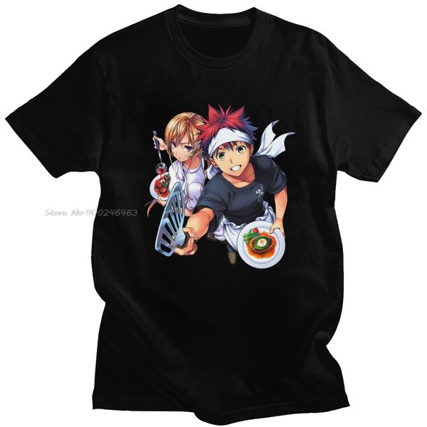 

уникальный мужской shokugeki нет сома футболка с коротким рукавом o-образным вырезом хлопок tshirt пищевые войны японская аниме манга тис ру