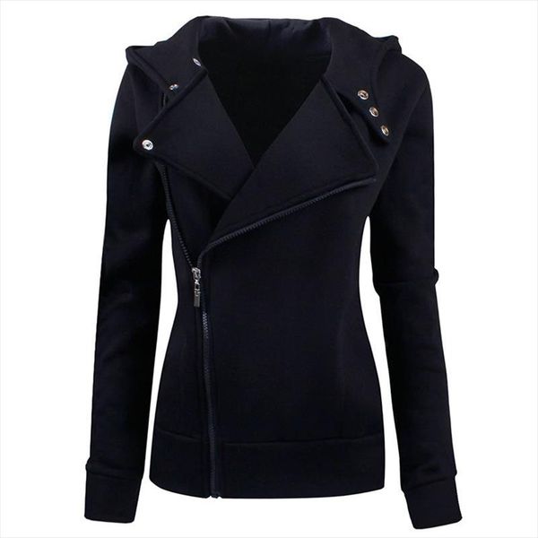 

повседневные женщины толстовка кофта с длинным рукавом с капюшоном slim fit zip up hoodie jacket tops плюс размер одежды черного ws1215e, Black