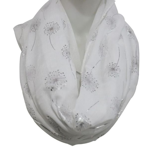 

scarves foxmother 2021 fashionable woman white navy grey shiny bronzing silver dandelion infinity scarf womens, Blue;gray