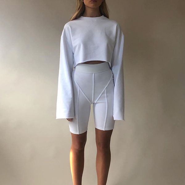 

202 summer line tight-fitting fashion trend shorts women european and american home casual sports breathable shorts women, White;black