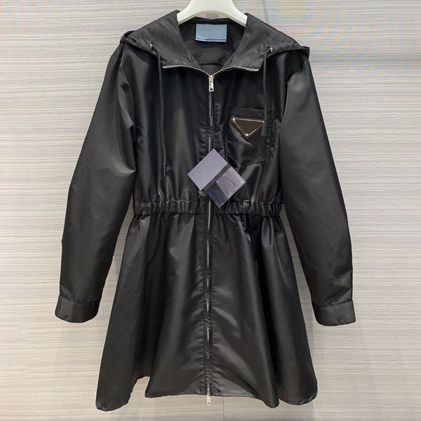 

осенью нового весь матч стиль девичьей толщины нейлон эластичного пояс средней длина ветровки пальто, Tan;black