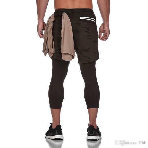 

2019 men summer fitness short pants men joggers sportwear mens compression sporting pants with built-in pockets gymwear, Black