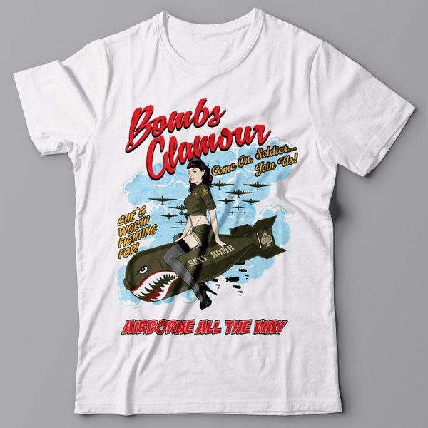 

печать o-образным вырезом мужская футболка graphic tee - бомба гламур пропаганда сша плакат ввс идея подарка лето стиль t shirt men