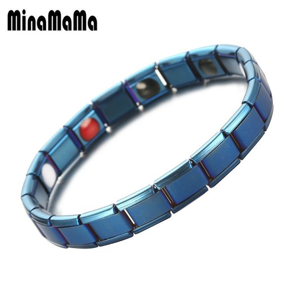 

health germanium bracelets elastic stainless steel chain arthritis cure charm bracelet for woman men jewelry, Black