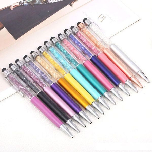 

new cute crystal pen diamond ballpoint pens stationery ballpen 2 in 1 crystal stylus pen touch pen