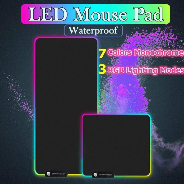 

led colorful large mouse pad gamer pads rgb lighting thicken 7 color computer gaming mousepad keypad big mat for pc laptop
