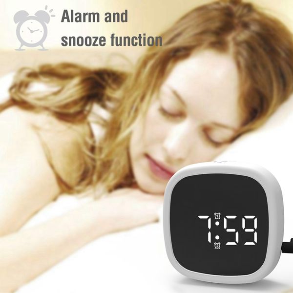 

travel led digital snooze alarm clock with 2 alarms voice control display clock portable small alarm