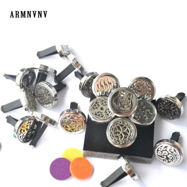 

armnvnv 19 new styles car perfume diffuser clip jewelry vent outlet freshener perfuming essential oil ambientador with pad, Black