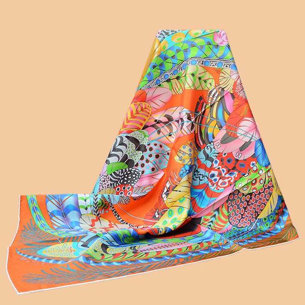 

huajun 2 магазин || классический оранжевый «струи ан fete» 90 silk квадратный шарф саржевого печатных шарф ручной курчавый, Blue;gray