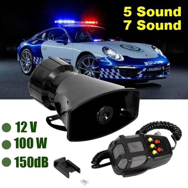 

glorystar 7-sound loud car warning alarm fire siren air horn pa speaker 12v 100w