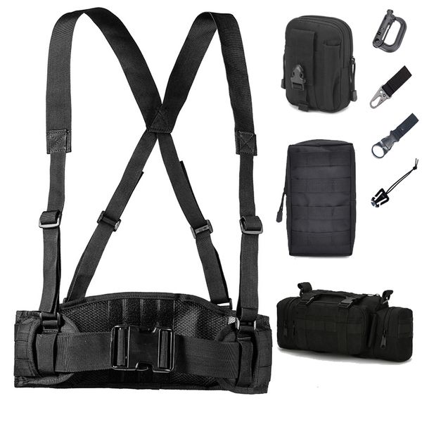 

tactical molle battle waist belt adjustable men war combat girdle army special forces swat portable belt soft padded, Black;gray