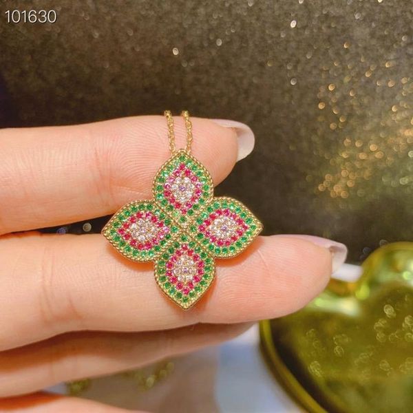 

bilincolor vintage leaf insert colorfule zircon necklaces for women, Silver