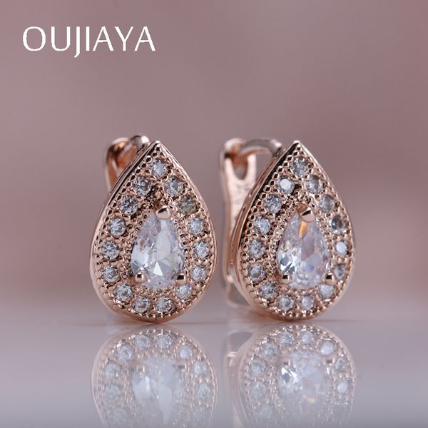 

dangle & chandelier oujiaya luxury water drop 585 rose gold earrings natural zircon woman accessories wedding party fine jewelry a15, Silver