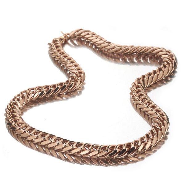 

14/16mm fashion jewelry stainless steel rose gold tone womens unisexs cuban chain necklace or bracelet christmas gift 7-40" 1pcs, Silver