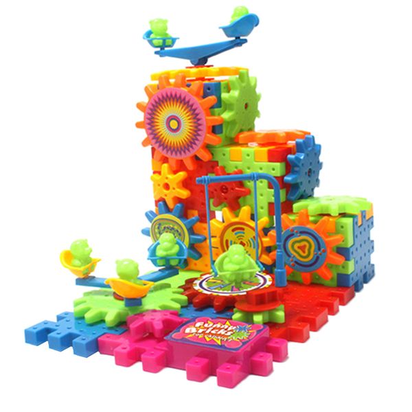 

81 pcs electric building blocks set, rotating gear electric construction brick set educational toy for kids toddler