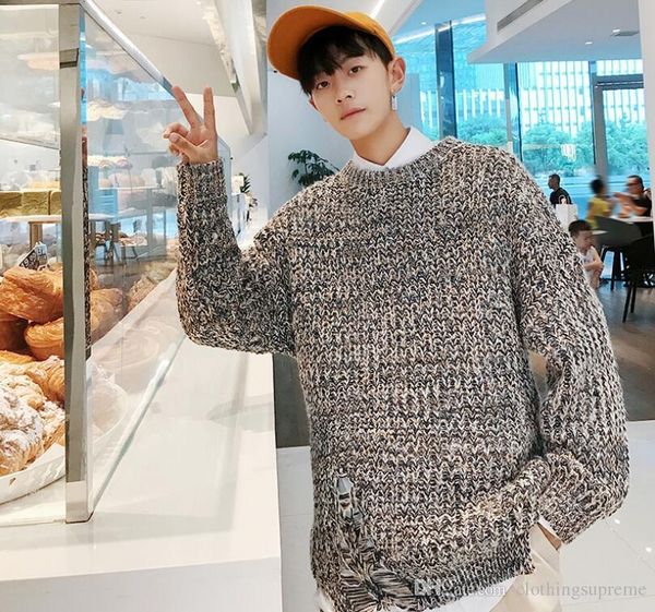 

winter thick warm sweater men round neck pure color sweaters fit pullover men loose casual003, White;black