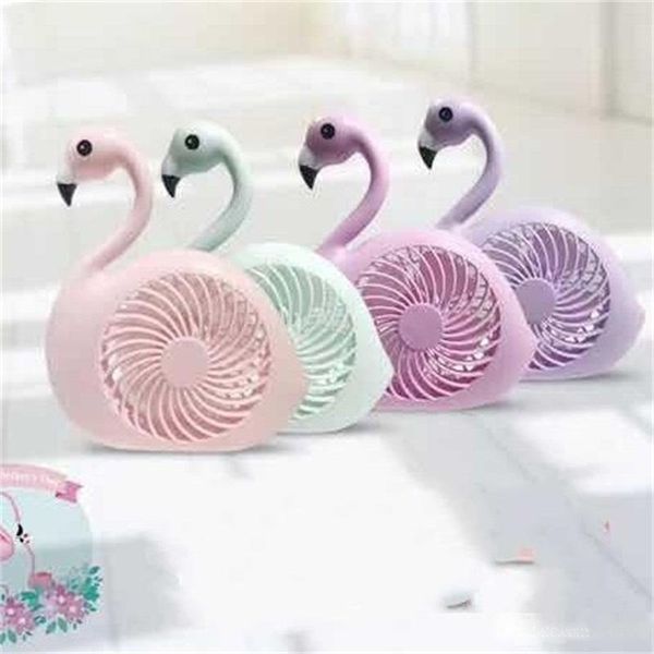 

originality flamingo charge fan usb rechargeable pure color fans simple novelty items home table decoration new arrival 18mh e1