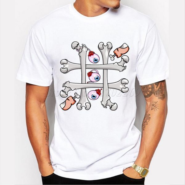 

new fashion men's customized t-shirt for halloween bone printed male casual novelty short sleeve hipster funny cool tee