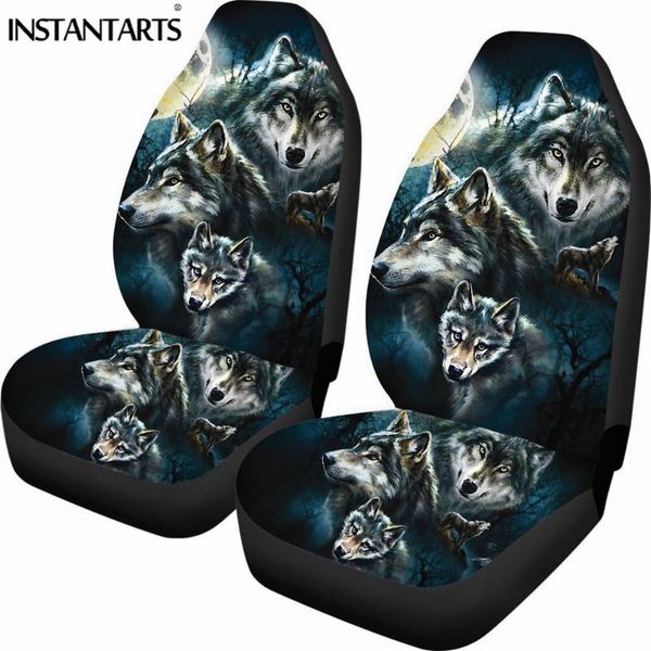 

instantarts wolf night pattern universal car front seat covers animal printed cars seat covers breathable soft cars cushion