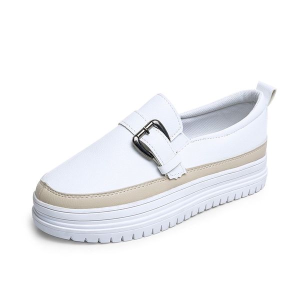 

2020 новой платформа обуви женщина кожа мокасины пряжка ремень espadrilles мокасины женщина толстого дно flats студенты обувь, Black