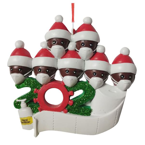 

New Quarantine Christmas Santa Decoration Black Person Party Personalized Family Of Ornament Pandemic with Face Masks Hand Sanitized FY4276