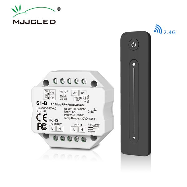 CA triac dimmer 220v 230v 110v lâmpada LED push pwm dimmer switch 2.4g wireless rf toque controle remoto S1-B dimer 220v