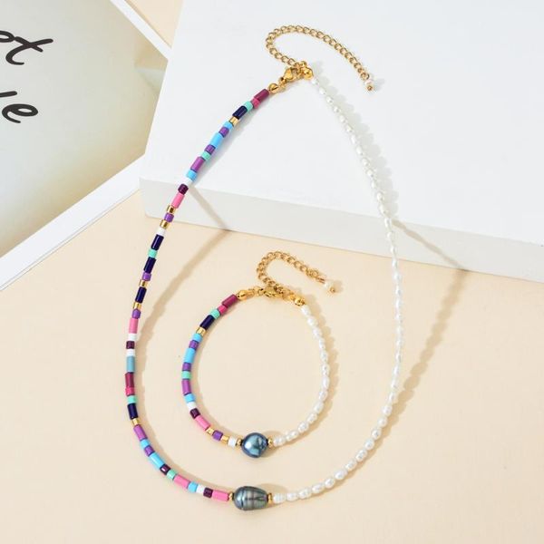 

handmade natural pearl stone necklace exquisite fashion design women accessories boho freshwater pearl choker women, Golden;silver