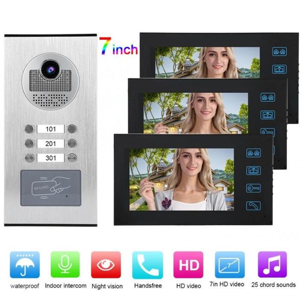 

doorbells 7in 3 waterproof monitors video doorbell with night vision camera 100-240v