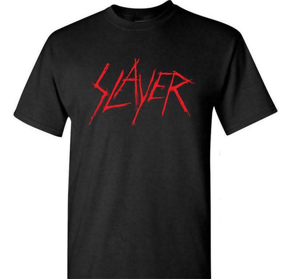 

slayer красного логотип thrash metal music black tee футболка s-2xl streetwear повседневной футболочки