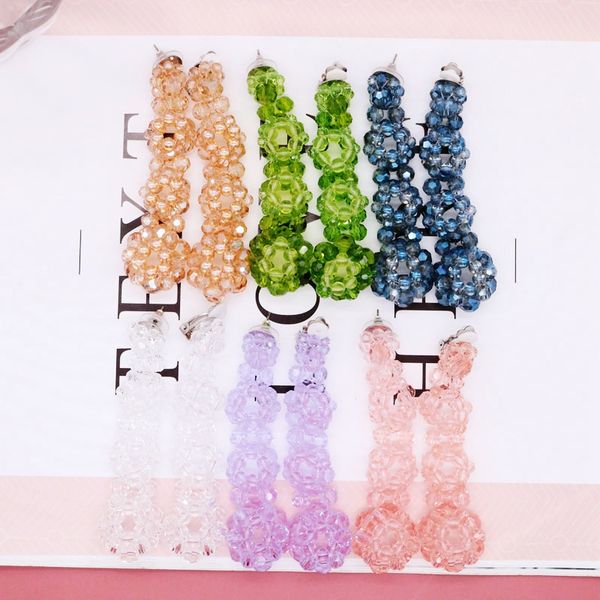 

beaded hand making weave earring flower fashion hollowout new designs female long statement, Golden;silver