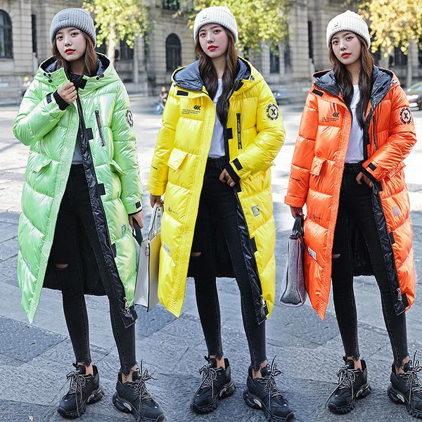 

lisyrhjh 2020 new winter women jacket x-long hooded cotton padded female winter coat womens parka warm outwear, Black