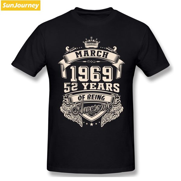 

custom logo born in march 1969 52 years of being awesome t shirt oversize cotton custom short sleeve t-shirt