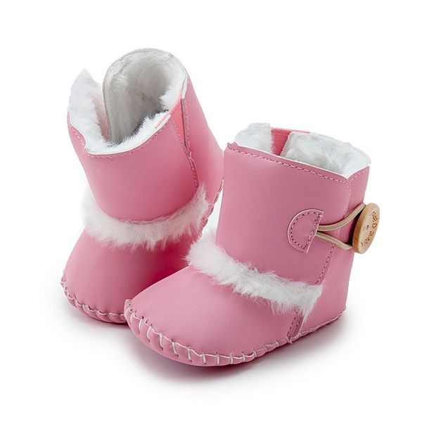 

winter newborn kid baby girl boy snow shoes plus velvet warm soft sole prewalker crib plush boots solid cotton cute, Black;grey