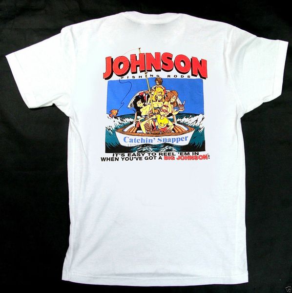 

new 90s big johnson t-shirt fishing rods reel cotton tee vintage rare usa