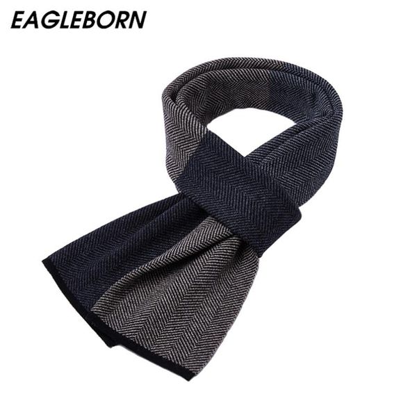 

100% wool men striped scarf men business casual knitted jacquard cashmere art scarf wool husband gift, Blue;gray