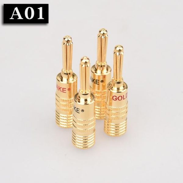 

lug & connectors hifidiy live 4pcs/set 4mm pure copper gold plated banana plug connector for audio video speaker adapter terminal connect