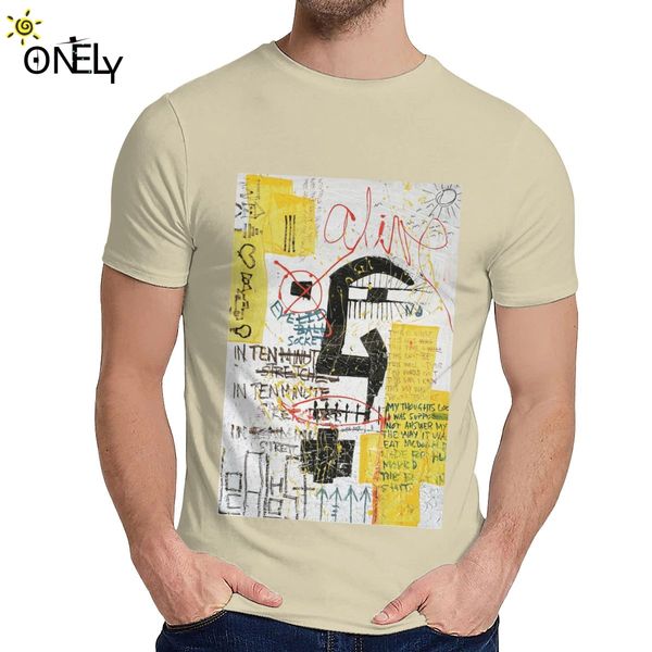 

o-neck jean michel basquiat t-shirt crazy for man 100% cotton tee us size s-6xl