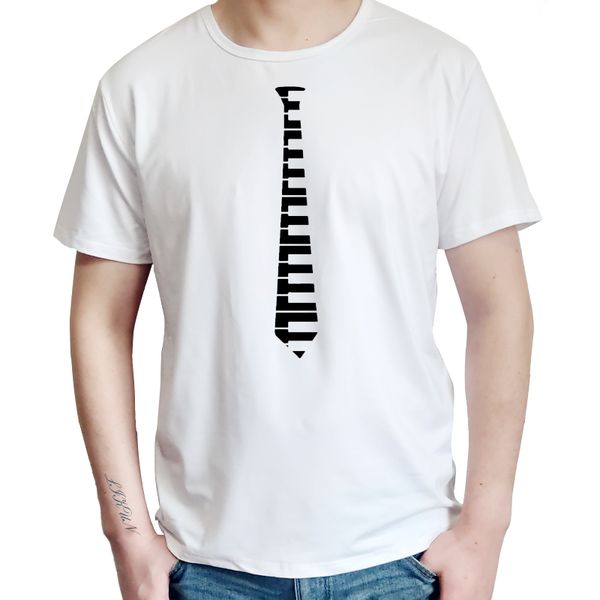 

hip piano keys tie piano keyboard music concert t shirt creature size xs to 5xl t-shirt o neck casual simple uniform white