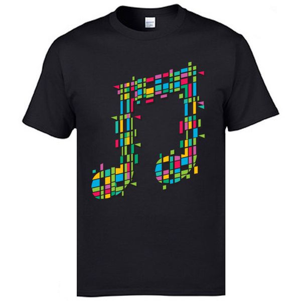 

new tee shirt oversized round neck 100% cotton t shirt mens tshirts colorful music note printed