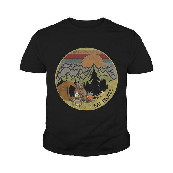 

bear camping i eat people sunset retro t-shirts m-3xl us men's clothing trend