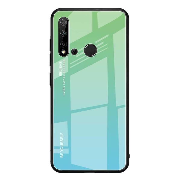 

shockproof 9h tempered glass case for huawei p20 lite 2019 gradient color blue ray aurora skin back cover