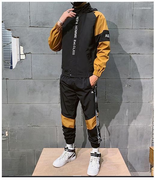 

panelled fashion suits clothes mens designer letter embroidery tracksuits sport style spring autumn 2pcs sets colors, Gray