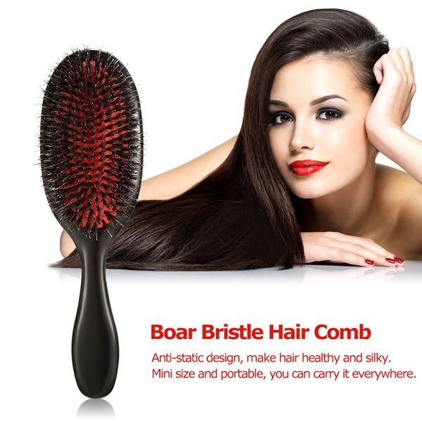 

hair bun maker women brush massage hairdressing supplies hairbrush comb brushes combs boar bristle tools prevent knotting, Brown