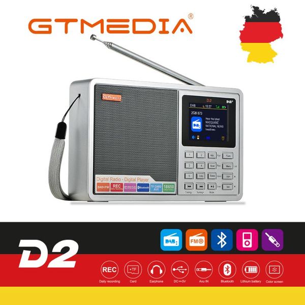 

radio gtmedia d2 portable fm dab stereo/ rds multi band speaker with lcd display alarm clock support micro sd tf card