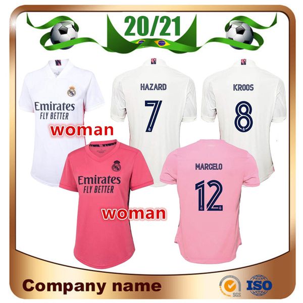 

20/21 new real madrid woman home #7 hazard soccer jersey 2020 madrid asensio isco kroos marcelo girl football shirt uniform, Black;yellow
