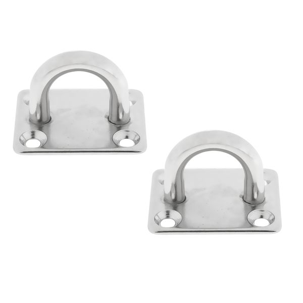 

2pcs heavy duty 304 stainless steel pad eye plates 8mm square base staple mooring fitting for marine boat sailboat