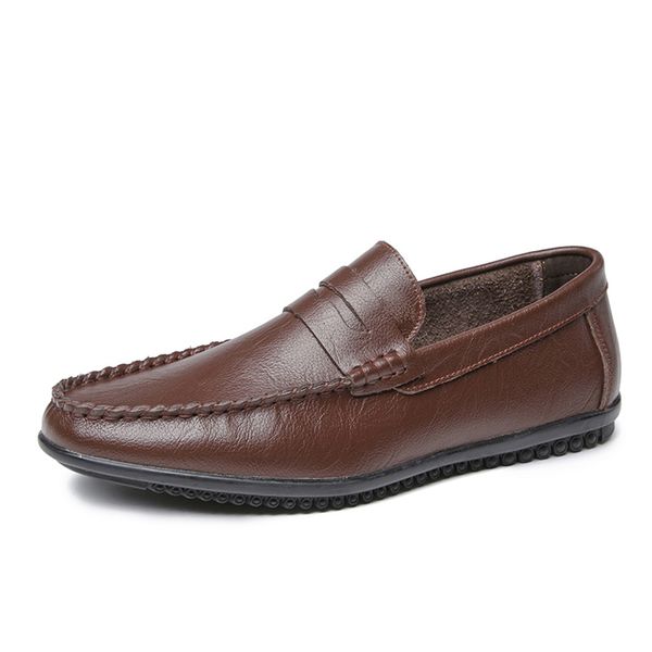 

simple fashionable peas shoes two-layer leather loafers shoes men business casual boat size 37-46 split leather sneakers *, Black