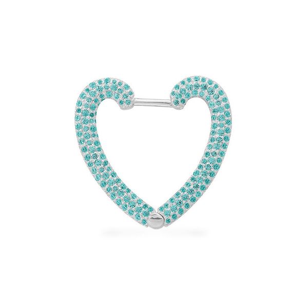 

sljely july new fashion real 925 sterling silver single lagoon love heart zircon earring 1pcfor women brand jewelry