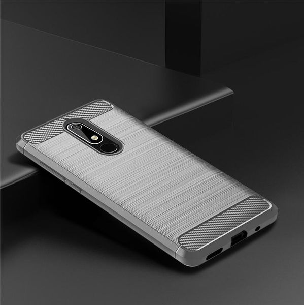 

for nokia 5.1 power phone case brushed carbon fiber texture soft tpu phone case protective back cover