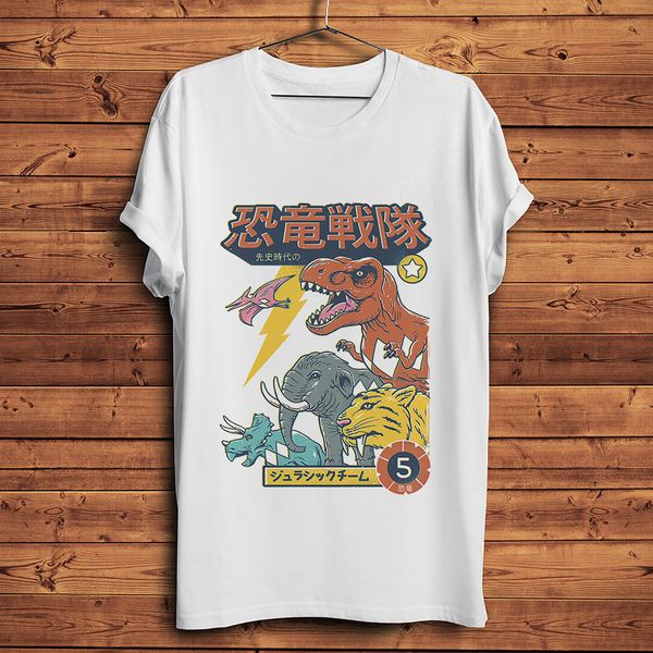 

vintage style dinosaur squad funny t-shirt homme summer new short t shirt men white casual tshirt streetwear